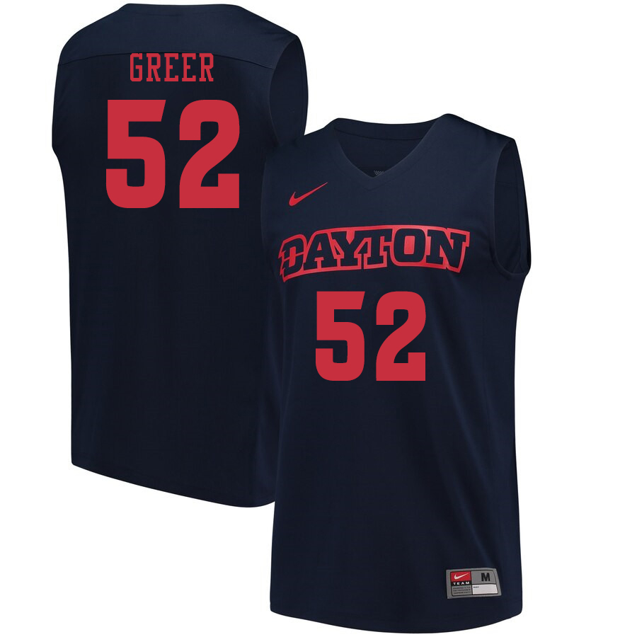 Men #52 Camron Greer Dayton Flyers College Basketball Jerseys Sale-Navy